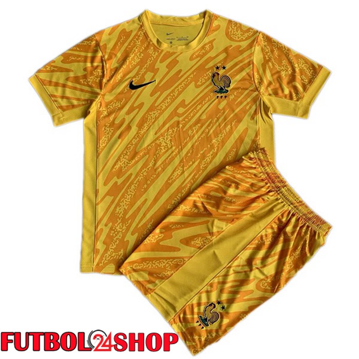 Camiseta Nacional Francia Ninos Portero Amarillo UEFA Euro 2024