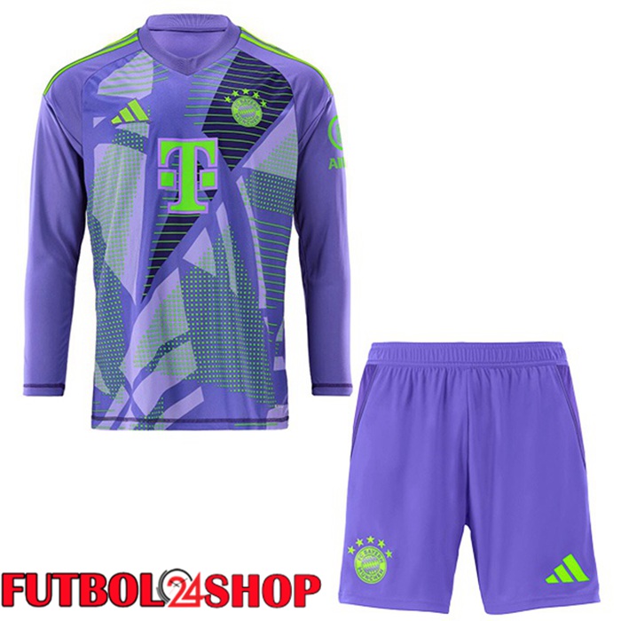 Camisetas De Futbol Bayern Munich Ninos Portero Manga Larga Púrpura 2024/2025