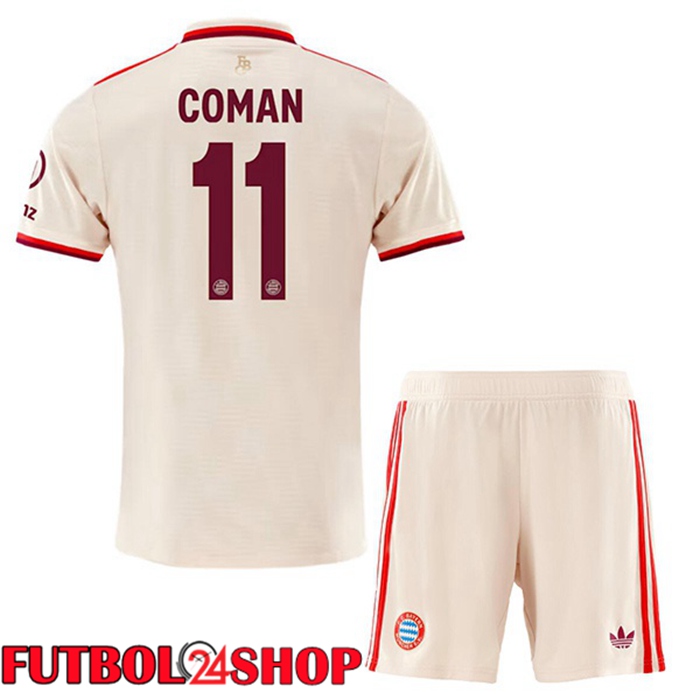 Camisetas Futbol Bayern Munich (Coman 11) Ninos Tercera Amarillo 2024/2025