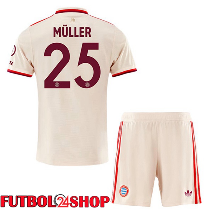 Camisetas Futbol Bayern Munich (Müller 25) Ninos Tercera Amarillo 2024/2025