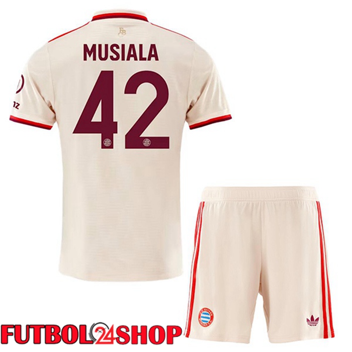 Camisetas Futbol Bayern Munich (Musiala 42) Ninos Tercera Amarillo 2024/2025