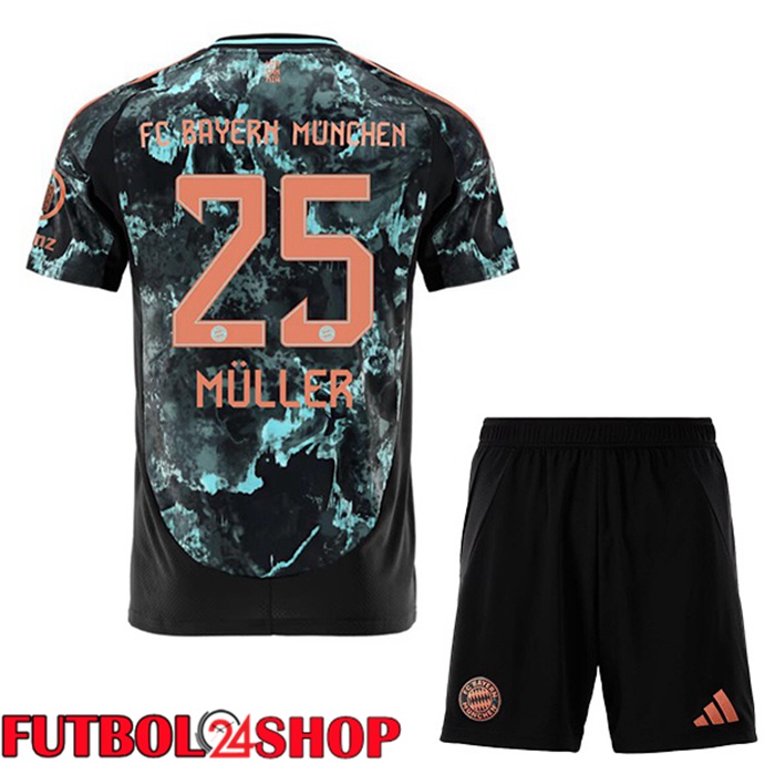 Camisetas Futbol Bayern Munich (Müller 25) Ninos Segunda Negro 2024/2025