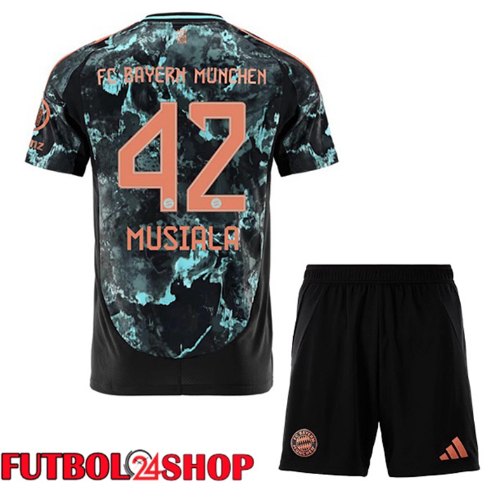 Camisetas Futbol Bayern Munich (Musiala 42) Ninos Segunda Negro 2024/2025