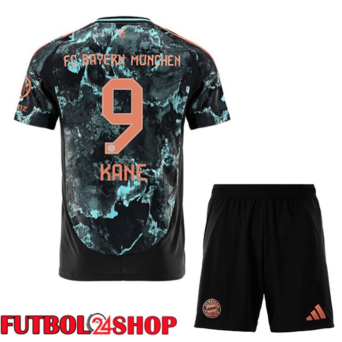 Camisetas Futbol Bayern Munich (Kane 9) Ninos Segunda Negro 2024/2025