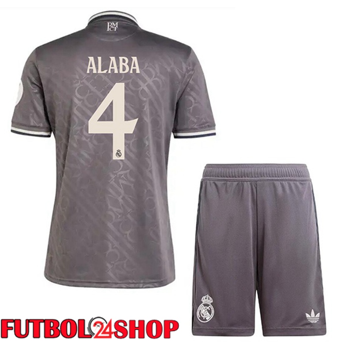 Camisetas Futbol Real Madrid (Alaba 4) Ninos Tercera Gris 2024/2025