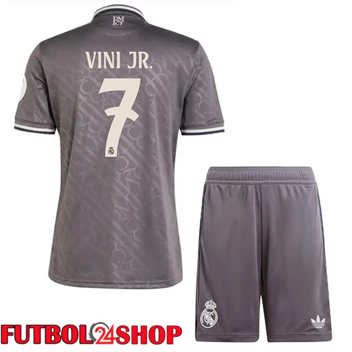 Camisetas Futbol Real Madrid (Vini Jr. 7) Ninos Tercera Gris 2024/2025