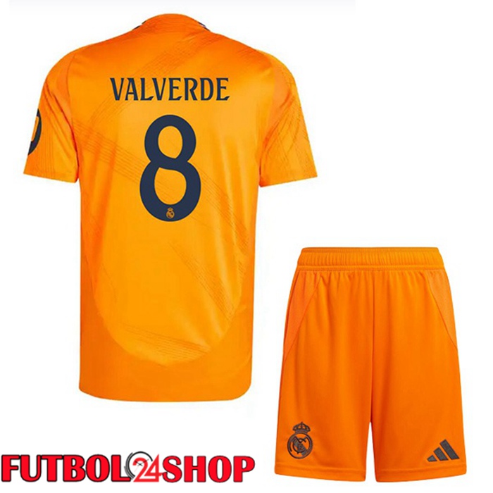 Camisetas Futbol Real Madrid (Kroos 8) Ninos Segunda Naranja 2024/2025