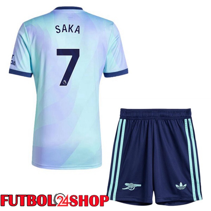 Camisetas Futbol Arsenal (SAKA 7) Ninos Tercera Azul 2024/2025