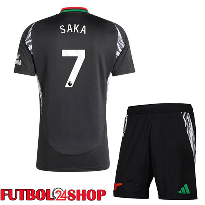 Camisetas Futbol Arsenal (SAKA 7) Ninos Segunda Negro 2024/2025