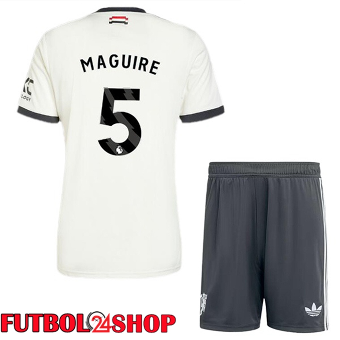 Camisetas Futbol Manchester United (Maguire 5) Ninos Tercera Blanco 2024/2025