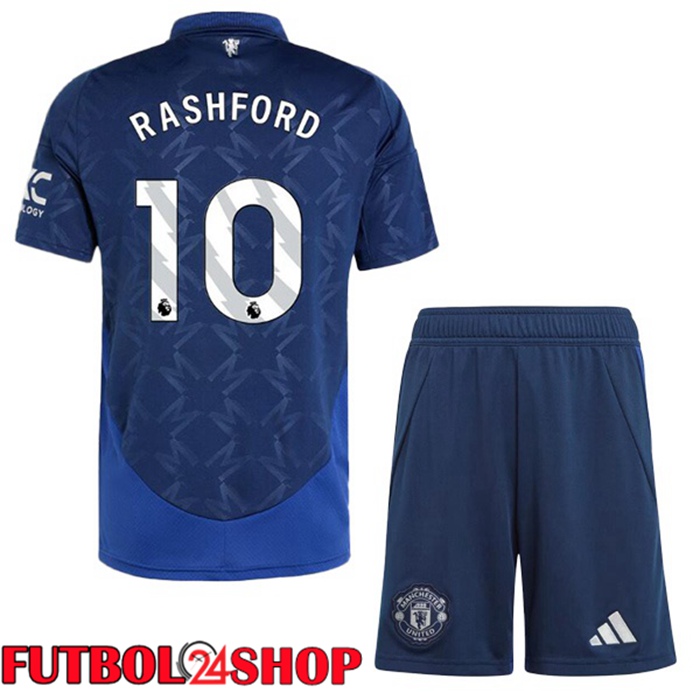 Camisetas Futbol Manchester United (Rashford 10) Ninos Segunda Azul 2024/2025