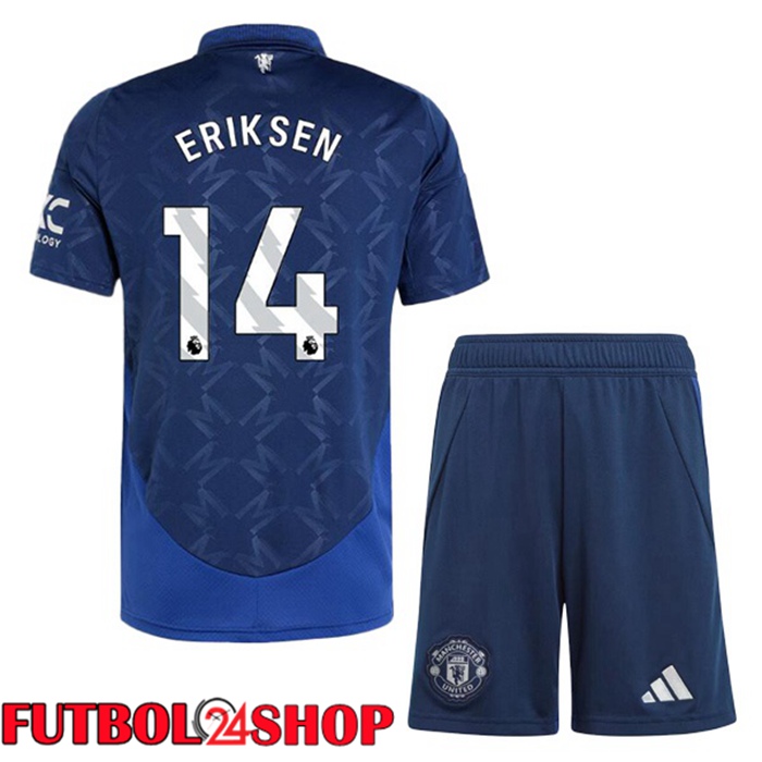 Camisetas Futbol Manchester United (Eriksen 14) Ninos Segunda Azul 2024/2025