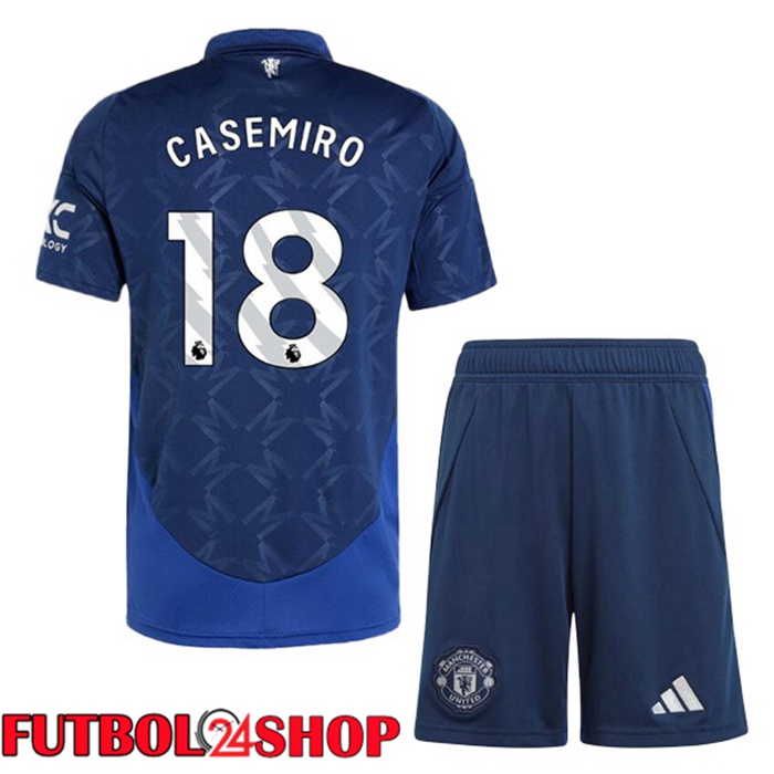 Camisetas Futbol Manchester United (Casemiro 18) Ninos Segunda Azul 2024/2025
