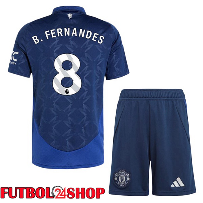 Camisetas Futbol Manchester United (B.Fernandes 8) Ninos Segunda Azul 2024/2025