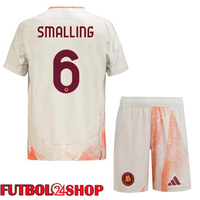Camisetas Futbol AS Roma (SMALLING 6) Ninos Segunda Blanco 2024/2025