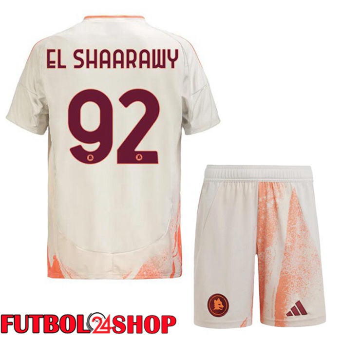 Camisetas Futbol AS Roma (EL SHAARAWY 92) Ninos Segunda Blanco 2024/2025