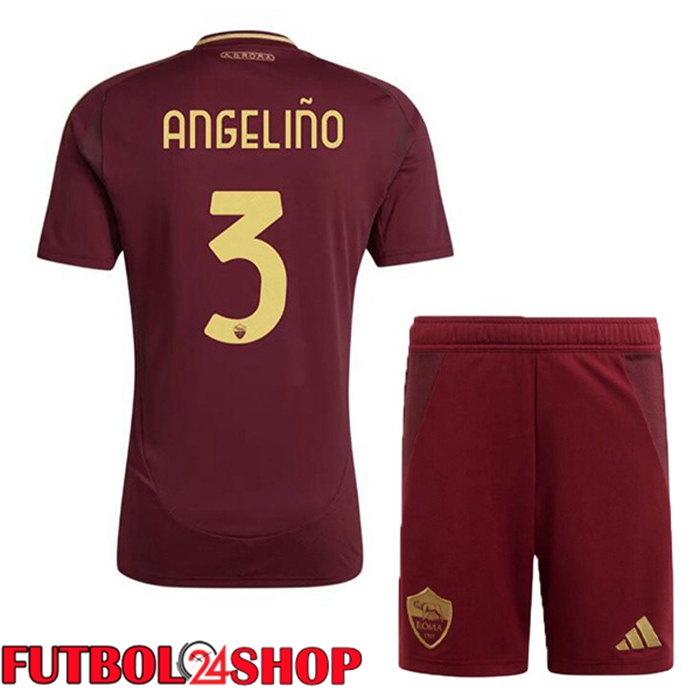 Camisetas Futbol AS Roma (ANGELIÑO 3) Ninos Primera Rojo 2024/2025