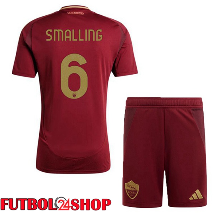 Camisetas Futbol AS Roma (SMALLING 6) Ninos Primera Rojo 2024/2025