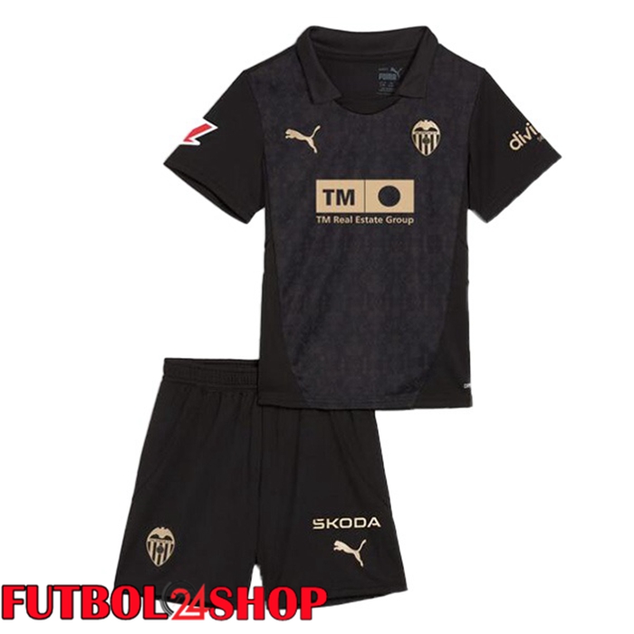 Camisetas De Futbol Valencia CF Ninos Segunda Negro 2024/2025