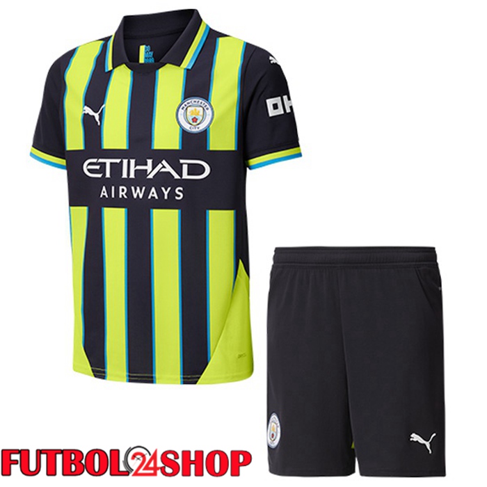 Camisetas De Futbol Manchester City Ninos Segunda Verde Negro 2024/2025