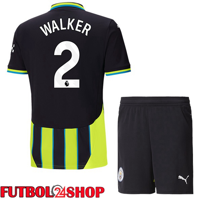 Camisetas Futbol Manchester City (Kyle Walker 2) Ninos Segunda Verde Negro 2024/2025