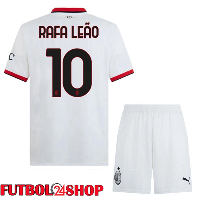 Camisetas Futbol AC Milan (Rafa Leão 10) Ninos Segunda Blanco 2024/2025