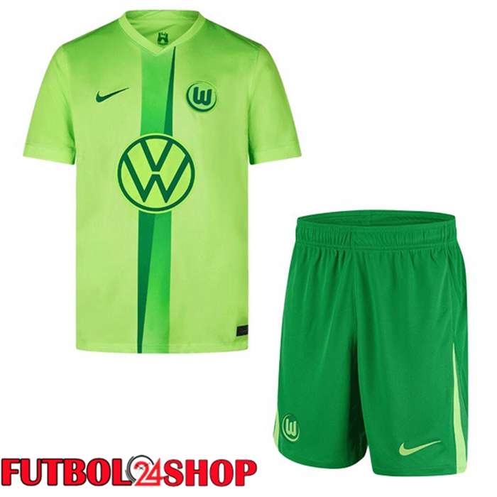 Camisetas De Futbol Vfl Wolfsburg Ninos Primera Verde 2024/2025