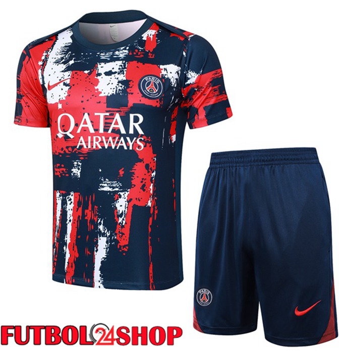 Camiseta Entrenamiento Paris PSG + Cortos Azul Real Rojo 2024/2025