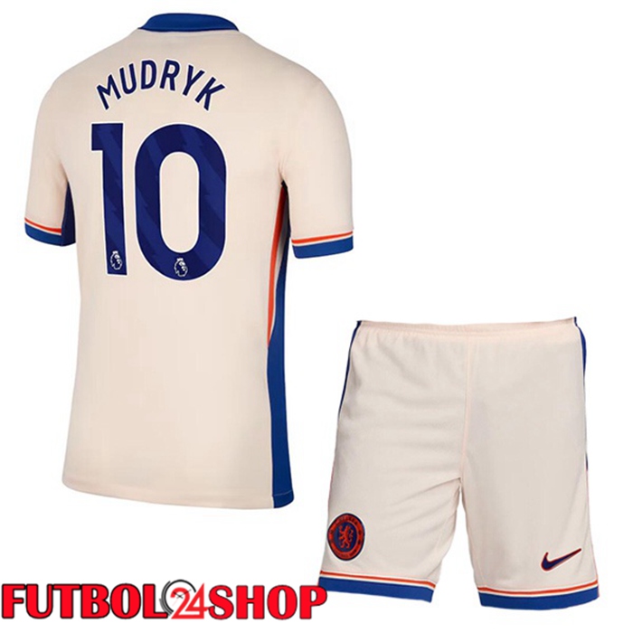 Camisetas Futbol FC Chelsea (Mudryk 10) Ninos Segunda Amarillo 2024/2025