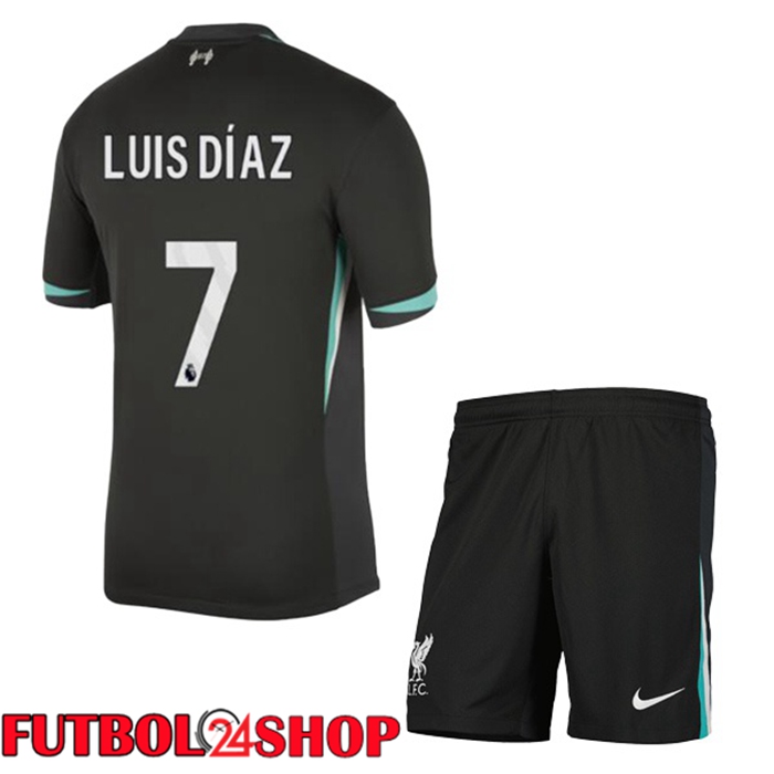 Camisetas Futbol FC Liverpool (LUIS DÍAZ 7) Ninos Segunda Negro 2024/2025