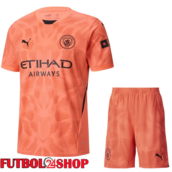 Camisetas De Futbol Manchester City Portero Rosado + Cortos 2024/2025