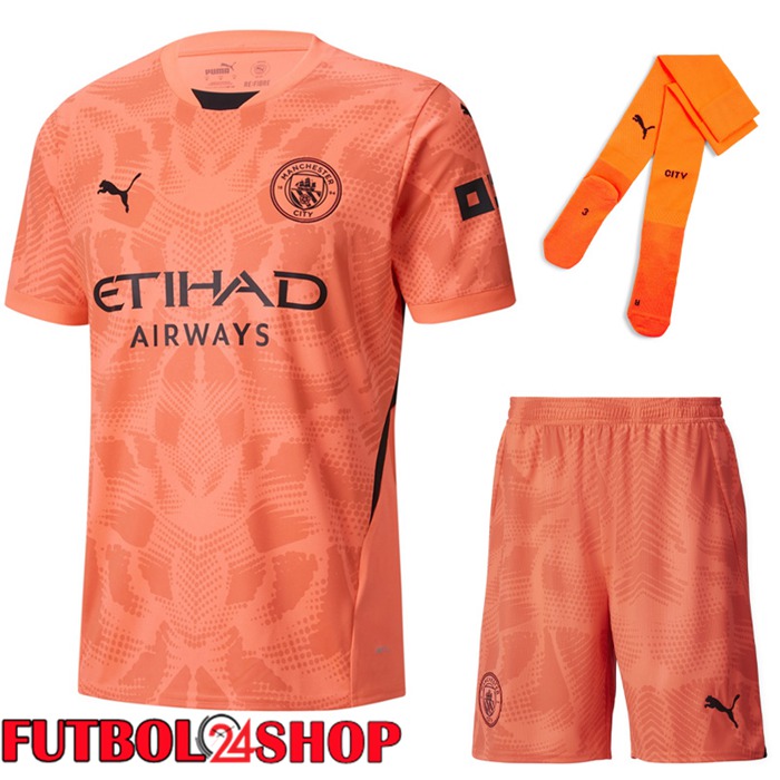 Camisetas Futbol Manchester City Portero Rosado (Cortos + Calcetines) 2024/2025