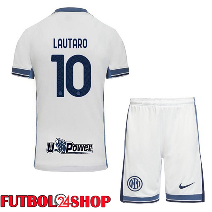 Camisetas De Futbol Inter Milan (LAUTARO 10) Ninos Segunda Blanco 2024/2025