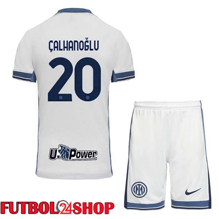 Camisetas De Futbol Inter Milan (ÇALHANOĞLU 20) Ninos Segunda Blanco 2024/2025
