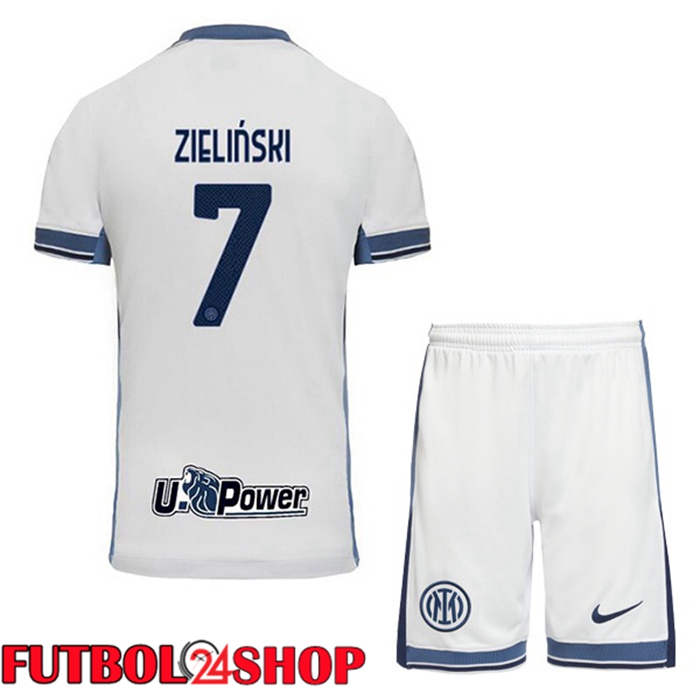 Camisetas De Futbol Inter Milan (ZIELIŃSKI 7) Ninos Segunda Blanco 2024/2025