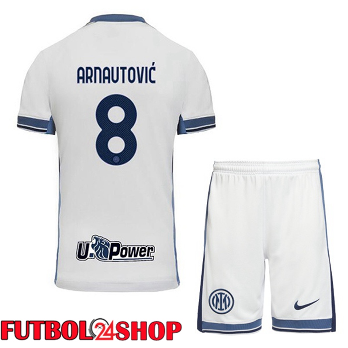 Camisetas De Futbol Inter Milan (ARNAUTOVIĆ 8) Ninos Segunda Blanco 2024/2025