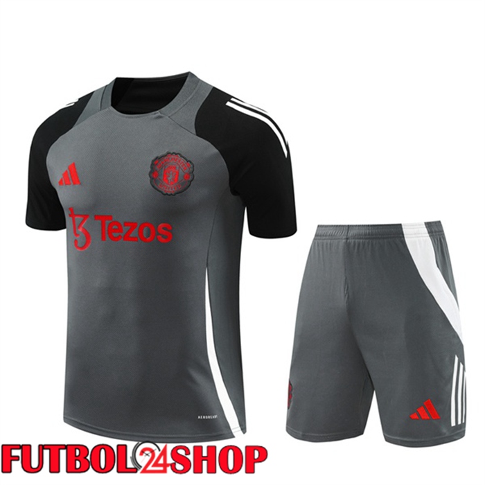Camiseta Entrenamiento Manchester United + Cortos Gris 2024/2025