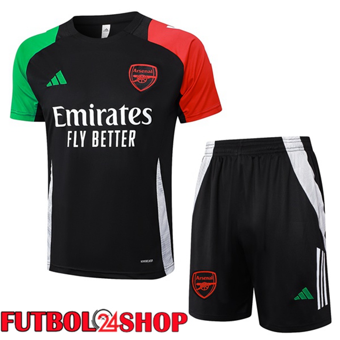 Camiseta Entrenamiento Arsenal + Cortos Negro Rojo Verde 2024/2025