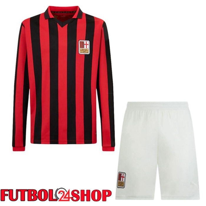 Camiseta AC Milan Ninos Edición 125 Aniversario Manga Larga Rojo Negro 2024/2025