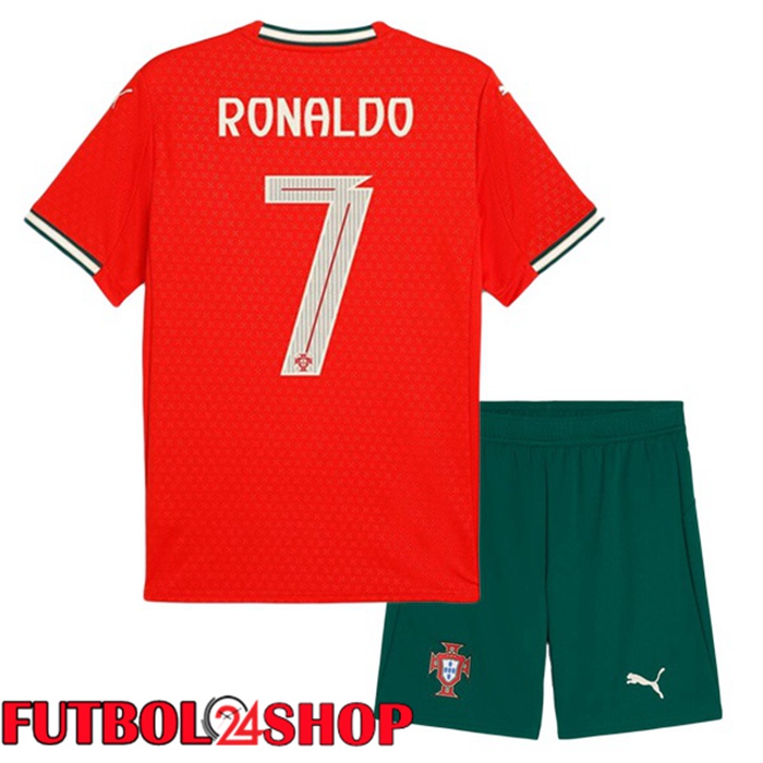 Camisetas De Futbol Portugal (RONALDO 7) Ninos Primera Rojo 2025/2026