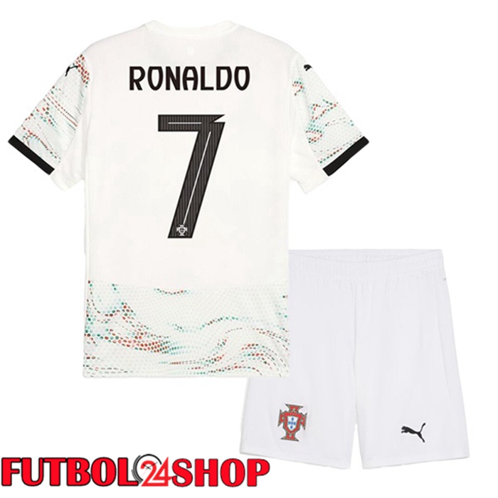 Camisetas De Futbol Portugal (RONALDO 7) Ninos Segunda Blanco 2025/2026