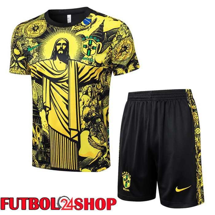 Camiseta Entrenamiento Brasil + Cortos Amarillo 2024/2025