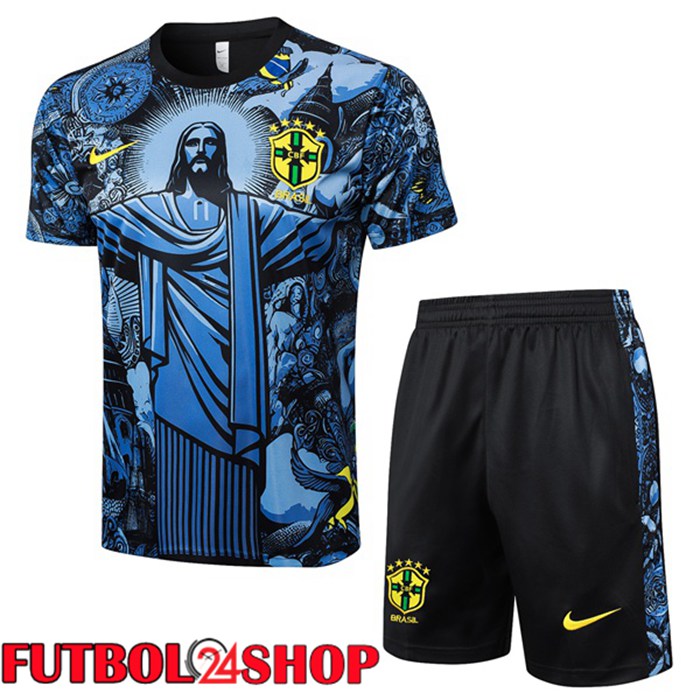 Camiseta Entrenamiento Brasil + Cortos Azul 2024/2025