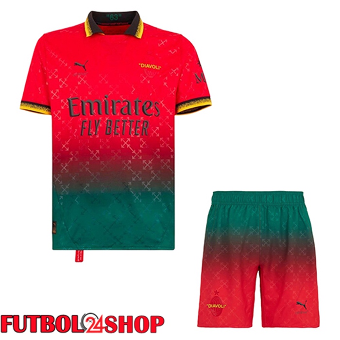 Camisetas De Futbol AC Milan Ninos Cuarta Rojo 2024/2025