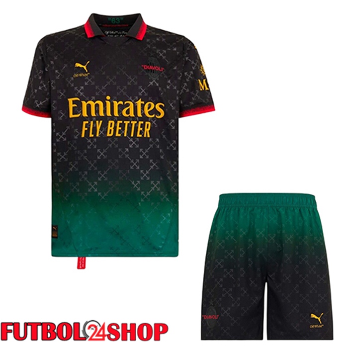 Camisetas De Futbol AC Milan Ninos Cuarta Negro 2024/2025