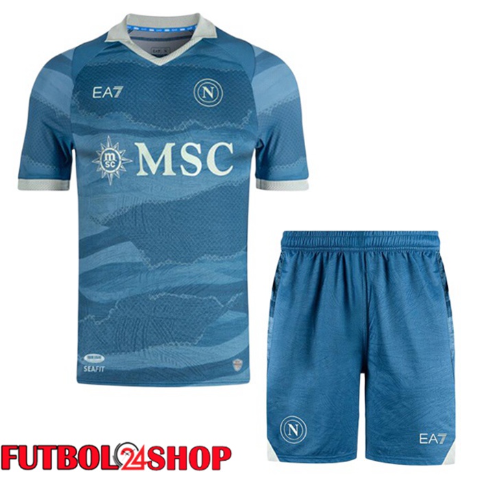 Camisetas De Futbol SSC Napoli Ninos Cuarta Azul 2024/2025