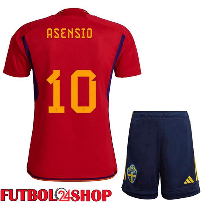 Primera Camiseta España (ASENSIO 10) Ninos Rojo Copa del mundo 2022