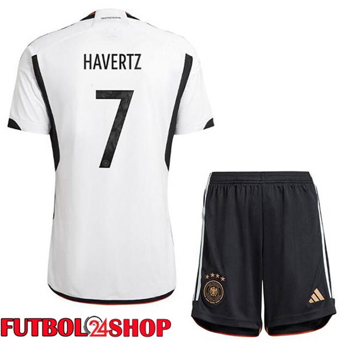 Primera Camiseta Alemania (HAVerdeZ 7) Niño Negro Blanco Copa del mundo 2022