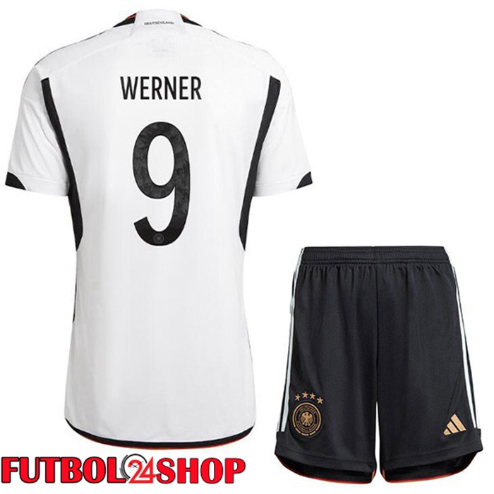 Primera Camiseta Alemania (VOLLAND 9) Niño Negro Blanco Copa del mundo 2022
