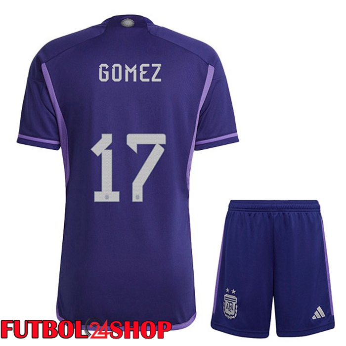 Camisetas De Futbol Argentina (GOMEZ 17) Ninos Segunda Púrpura Copa Del Mundo 2022